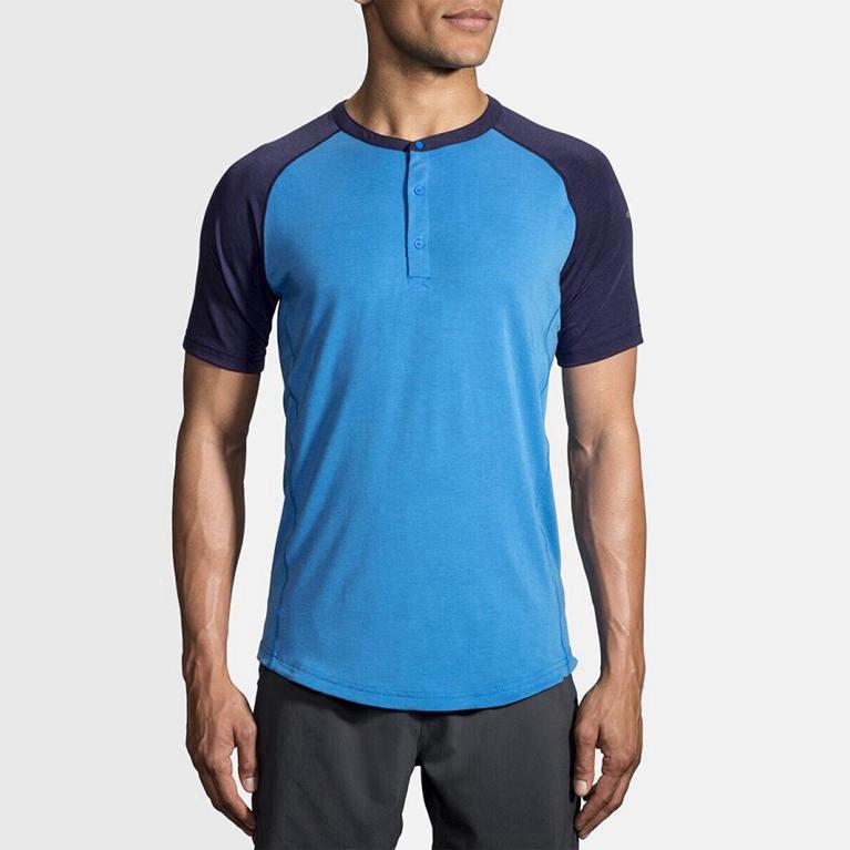 Brooks Cadence Camiseta De Corrida Manga Curta Homem Azuis (61305WCSP)